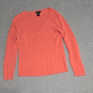 New York & Company V-Neck Sweater in Coral